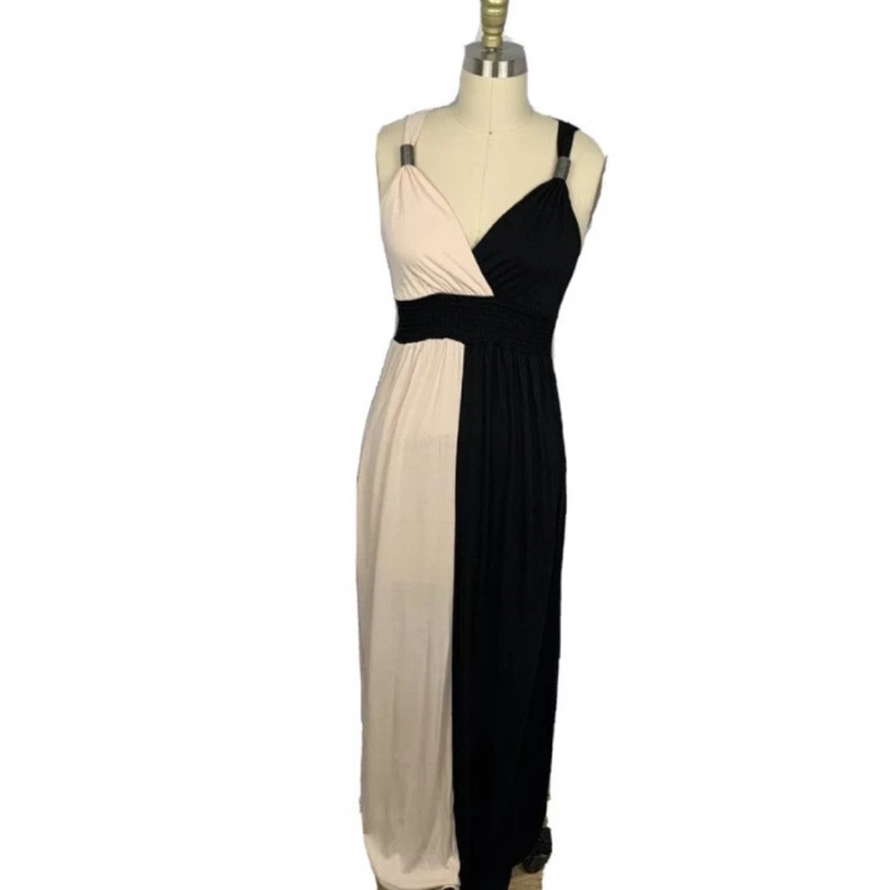 Venus Colorblock Maxi Black and Cream Women's Dress